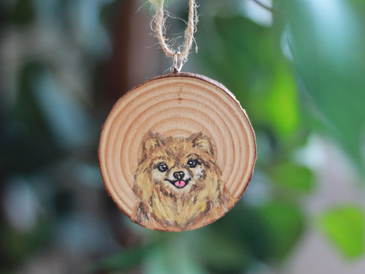 Hand-painted Pomeranian Rustic Wood Ornament